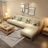 2020 Hot Sale Japanese Style Strong Log Color Living Room Furniture Solid Wood Sectional Sofa