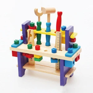 2020  New Educational Kid Toys Pretend Play Assemble Table Wooden Construction Tools Set