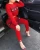 Import 2020 Women High Quality Custom Red Color Hoodie Suit with Logo Sport Wearing Fashion Fall and Winter Wearing from China