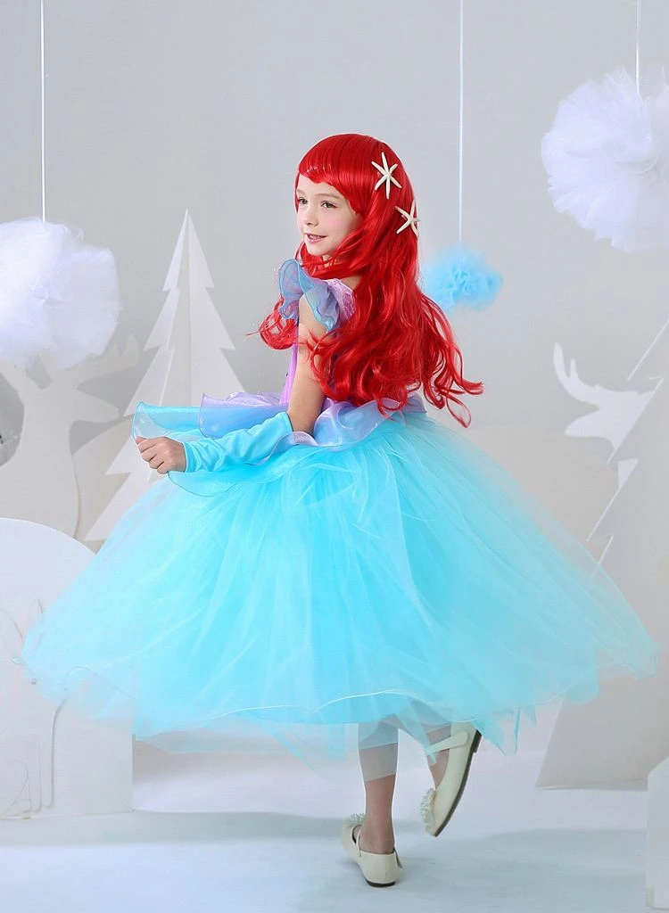2021 Girls Dress Little Mermaid Ariel Cosplay Costume Girl Carnival Halloween Birthday Party Dresses