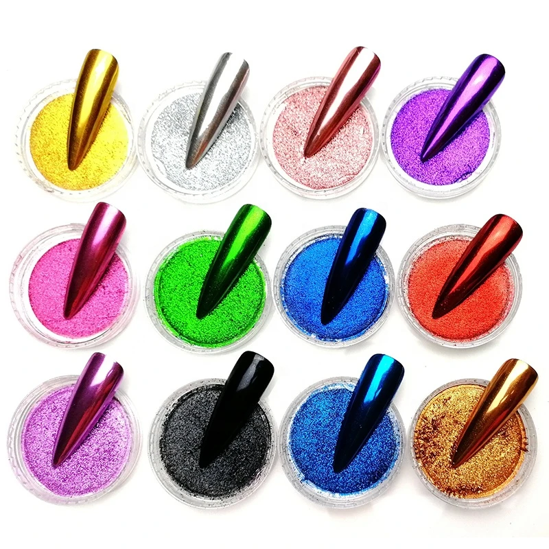 2021 Mirror Chrome  Powder any 12 colors/set Corrina Beauty Shimmer Mica Powder nail mirror powder high quality