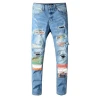 2021 New Fashion Custom Casual Denim Printed Jeans Mens Hole Slim Fit Jeans Men Jean Pants Denim