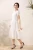 Import 2021 Spring New White Embroidered Lace Skirt Summer New Round Neck Summer Dress Casual Dresses Loose Vintage Chiffon Accept OEM from China