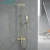 Import 2021 watermark european brass shower kit bathroom massage brushed gold shower faucet set from China