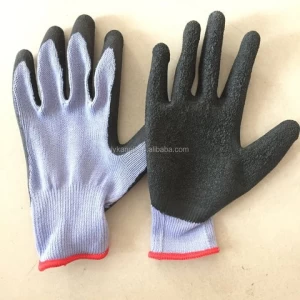 21s 5 threads knitted cotton gloves with latex coating palm