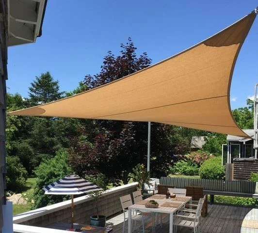 230GSM Beige 5mX5mX5m Trianglesun shade sail shade screen outdoor Swimming Pool Privacy net