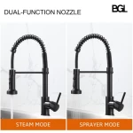 3 Hole Solid Brass Matte Black Industrial Camper Laundry Utility Rv Wet Bar Kitchen Faucet with Pull Down Sprayer