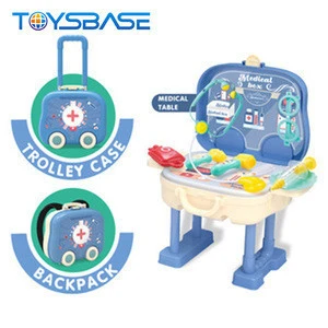 3 In 1 Backpack &amp; Trolley Box Kids Doctor Table Medical Set Toys