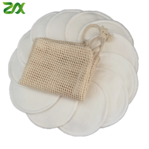 3 Layers  Bamboo Cotton  Makeup Remover Pads Reusable  with Cotton Mesh Bag Set 12pcs /Set