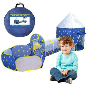 3-piece Set of Children Game House Foldable Breathable Pop Up Kids Play Tent House with A Storage Bag Crawling Tunnel Playhouse