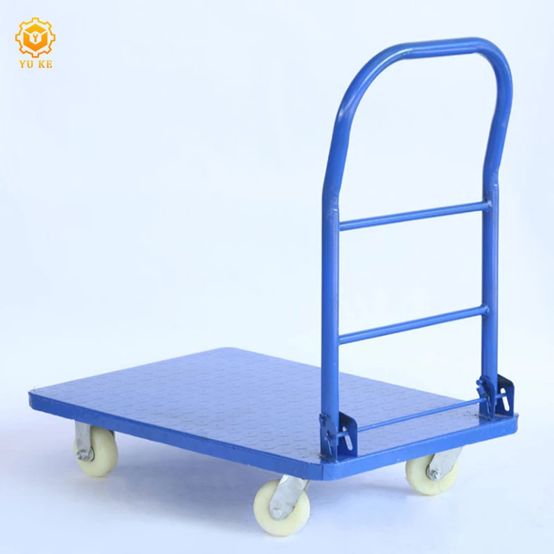 300kg loading capacity metal platform warehouse flat hand carts trolleys
