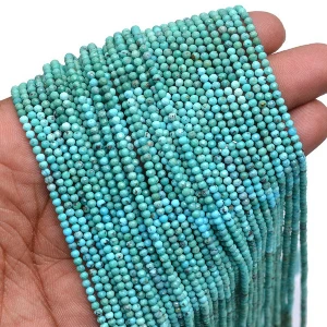 3mm Natural Real Shaded Turquoise High Quality Green Faceted Round Beads
