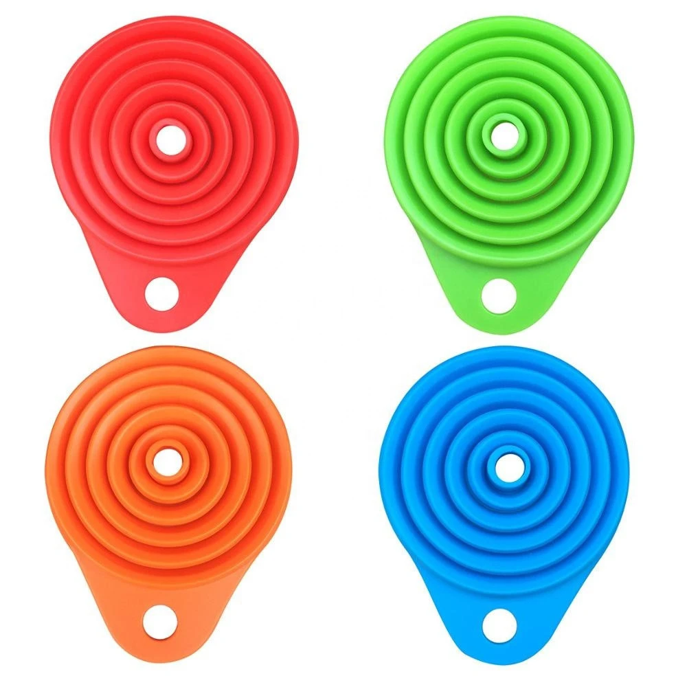 4 Pack Silicone Collapsible Funnel, Foldable funnel/Kitchen Funnel, silicone funnel