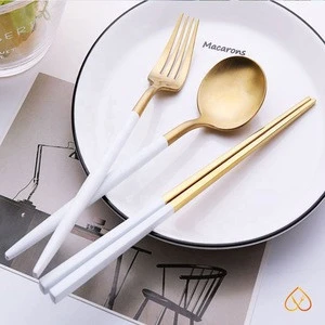 4pcs Black gold flatware set stainless steel titanium cutlery for wedding