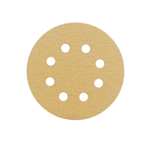 5 inch 8 holes aluminium oxide gold abrasive sandpaper for  polishing and grinding