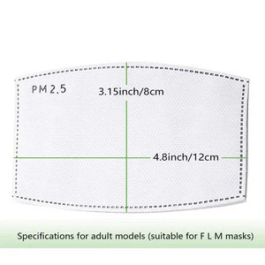 5 Layers PM2.5 Activated Carbon Air Filter Sheet, Replaceable filter Element for Mesh Neoprene Cycling Facemask