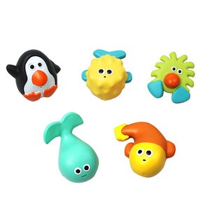 5 pcs rubber animals quirt and float baby bath toy J123