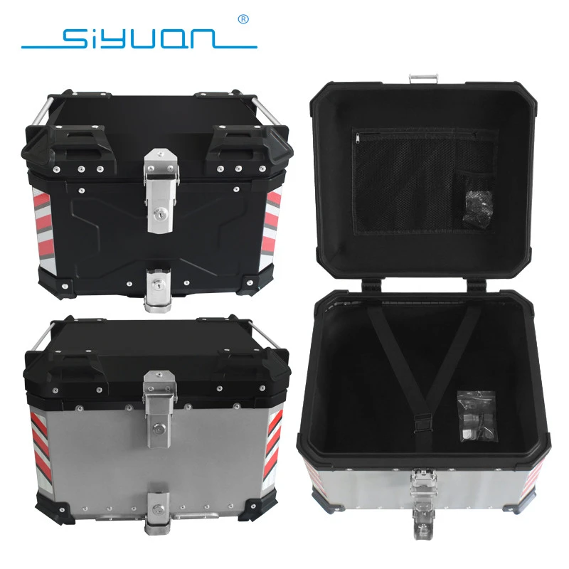 55L High quality waterproof scooter trunk black silver Top case delivery to box aluminum alloy tail boxes motorcycle