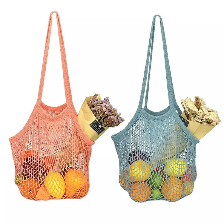 6 Pack Reusable Grocery Bags Fruit and Vegetable Bag Washable Cotton Mesh String Organic Organizer Shopping Handbag Net Tote