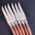 Import 6 Piece Olive Wood Steak Knife Set Sharp Serrated Blade knives  With Laguiole Style Olive Wood Handles from China