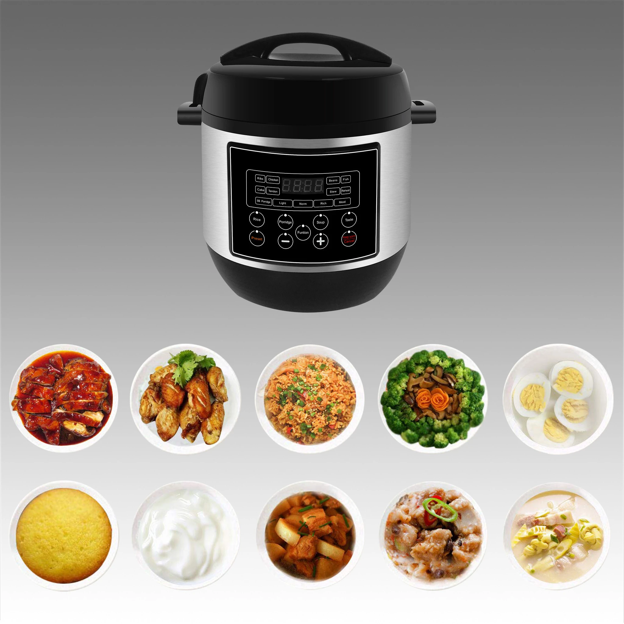 6L Direct Manufacturer Factory Price Stainless Steel Non-stick Double Coating Inner Pot Electric Pressure Cooker