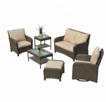 6PC Rattan Sofa Set Garden Wicker - Brown rattan garden set