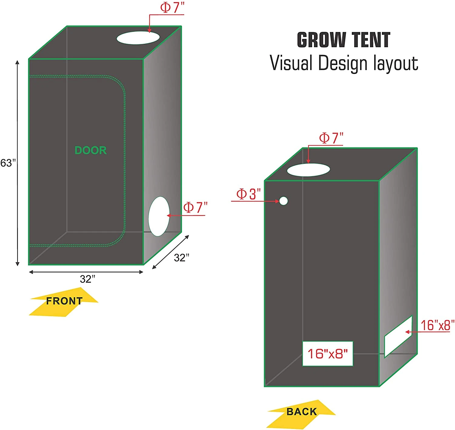 80x80x160cm, 32"x32"x63" grow tent hydroponics, indoor grow mushroom grow room