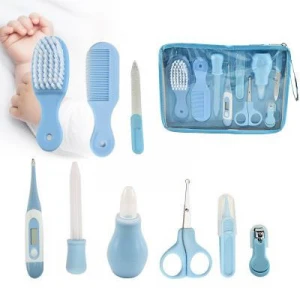 9Pcs/Set Baby Health &amp; Grooming Kit - Thermometer/Nail Clipper/Nasal Aspirator and More