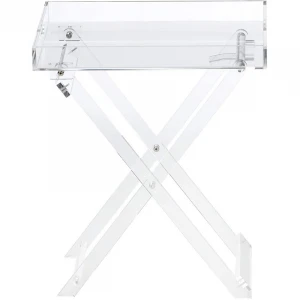 Acrylic Folding Tray Table Modern Chic Accent Desk Kitchen and Bar Serving Table - Elegant Clear Design - by Designstyles