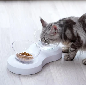 Adjustable Size Elevated Cat Bowl Cat Food Bowl Automatic Cat Double Food Drink Bowl