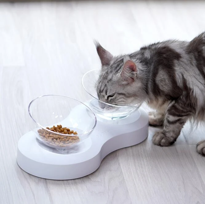 Adjustable Size Elevated Cat Bowl Cat Food Bowl Automatic Cat Double Food Drink Bowl
