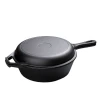 Amazon hot sale matt black coating cast iron double dutch oven with skillet lid
