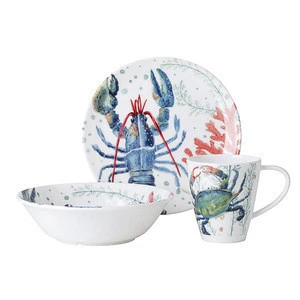 America Market Dishwasher Safe Ocean Lobster A8 Material Plastic Dinner Set, America Market A Grade Melamine As Bone China