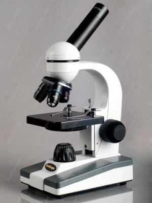 AmScope Supplies 40X-1000X Biological Science Compound Microscope w 10pc Slide Collection & Book