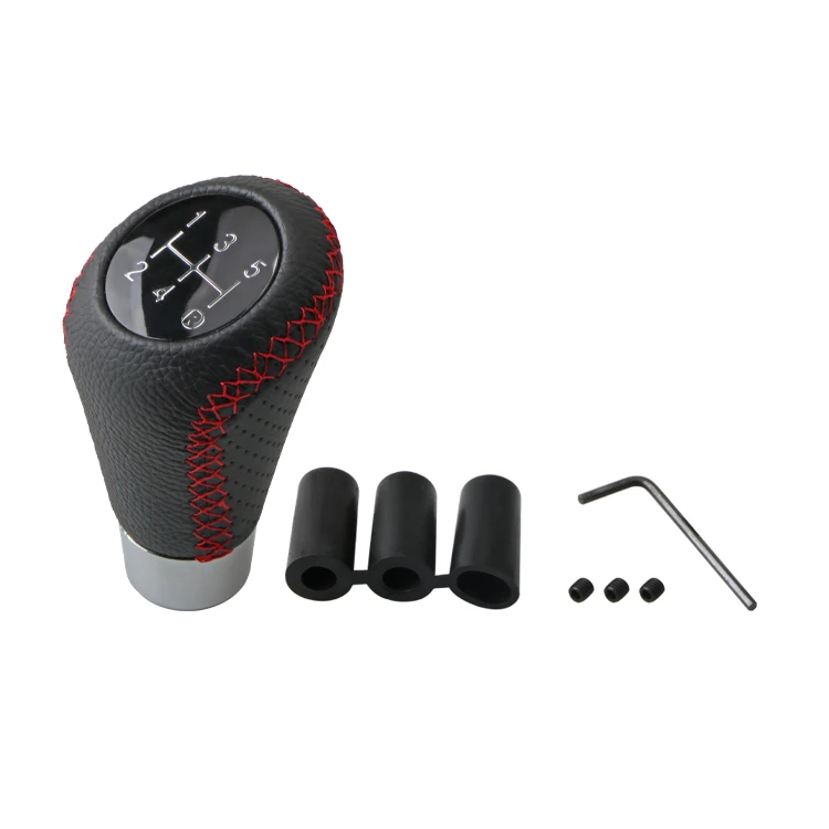 Auto Modification 5 Gears Leather With Red Thread Universal Auto Gear Shift Knob