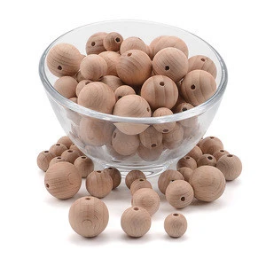 Baby Teething Loose Round Wood Beads For Jewelry Making