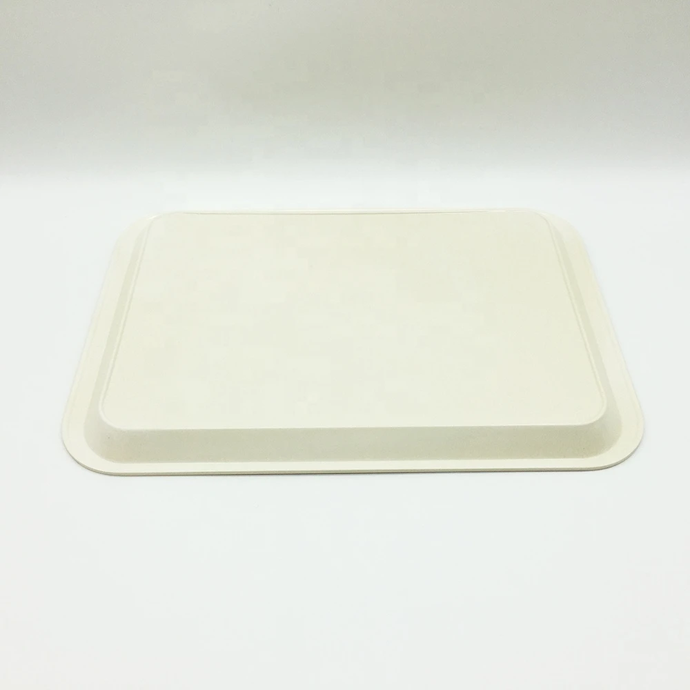 Bamboo Fiber Eco Food Serving Tray With Wood Decal Printing