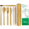 Bamboo tube cutlery set customized gift set organizer biodegradable laser bamboo tube utensil gift for travel tableware