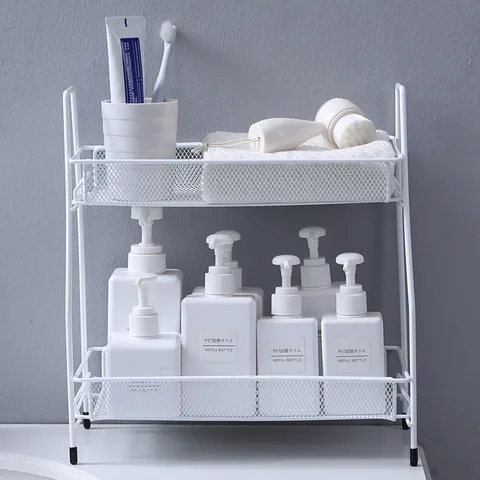 Buy Bathroom Countertop Organizer Shelf 2 Tier Counter Spice Rack Metal ...