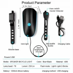 Bicycle Bike Front Head LED Flashlight USB Rechargeable Handlebar 3 Mode Cycling Headlight With 120db Speaker