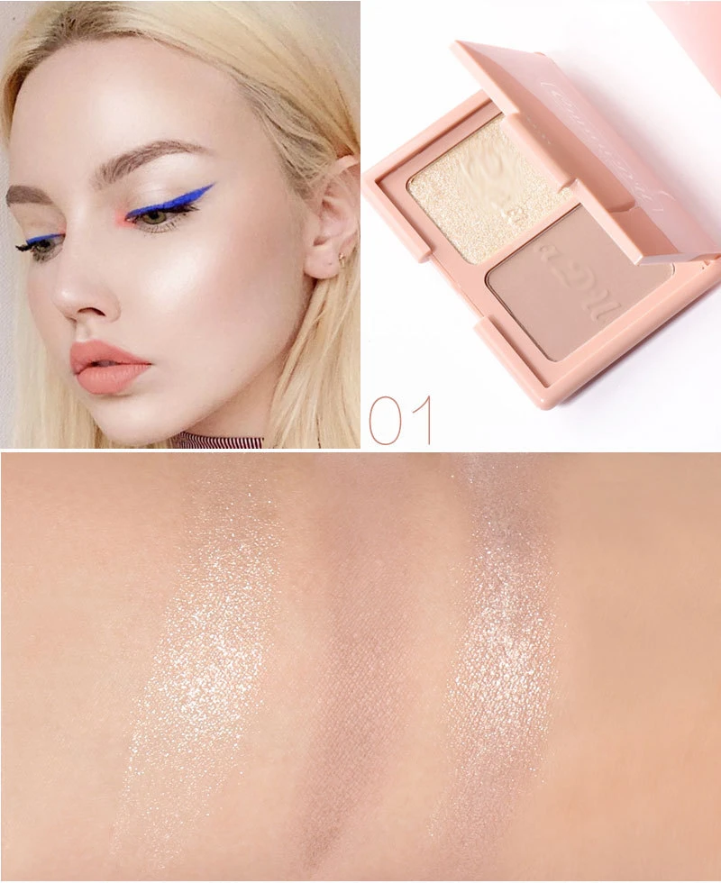 BL10 Double-color Blush Highlight Powder Contouring Palette Natural Professional Nude Makeup Blush Palette