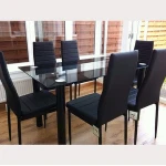 black comedor small tempered glass dining table set modern luxury modern patio cheap dining set for sale