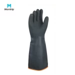 black industrial heavy duty chemical resistant thick safety waterproof rubber latex glove working industrial latex hand glove