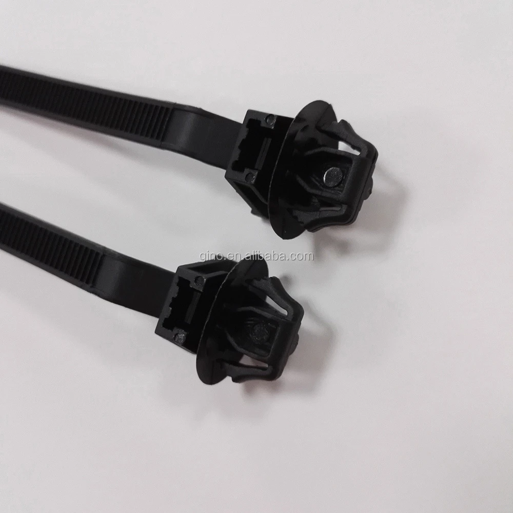 Black plastic push mount cable fastener for automobile