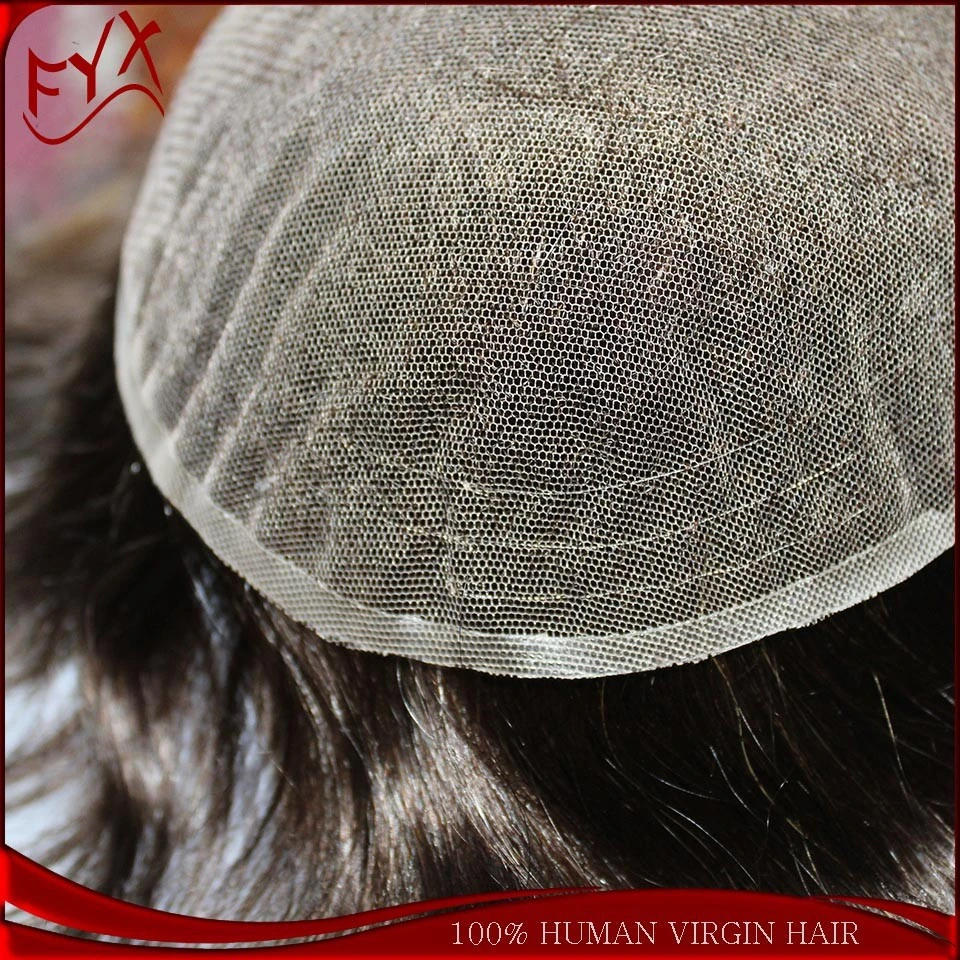 bleached knots 100% human hair full swiss lace toupee/men toupee with qingdao factory