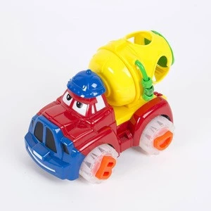 B/O Toy plastic Cartoon Truck bump and go car toys with musical for kids Equipped 4 blocks