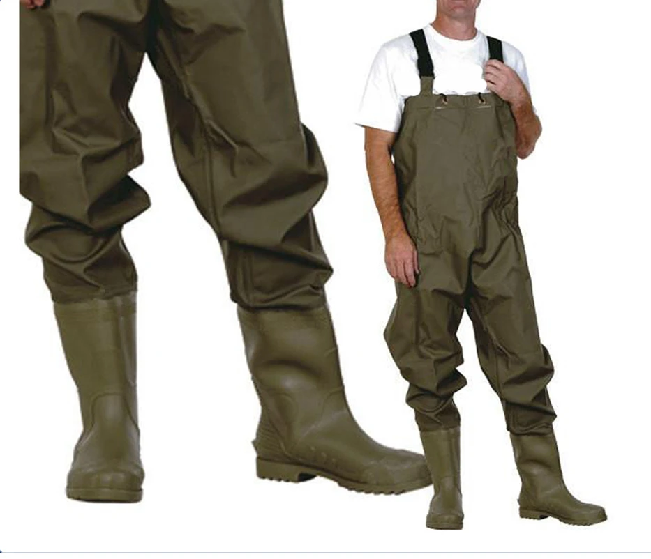 Bootfoot Chest Wader, 2-Ply Nylon/PVC Waterproof Fishing & Hunting Waders with Boot Hanger for men