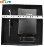 Box Packaging Custom Logo Notebook And Pen Gift Set And USB Flash Drive 4GB