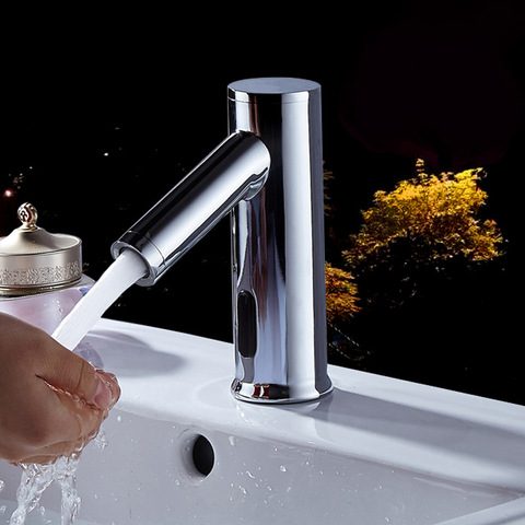 Buy Brass Infrared Smart Touchless Bathroom Sinks Faucets Basin Health ...