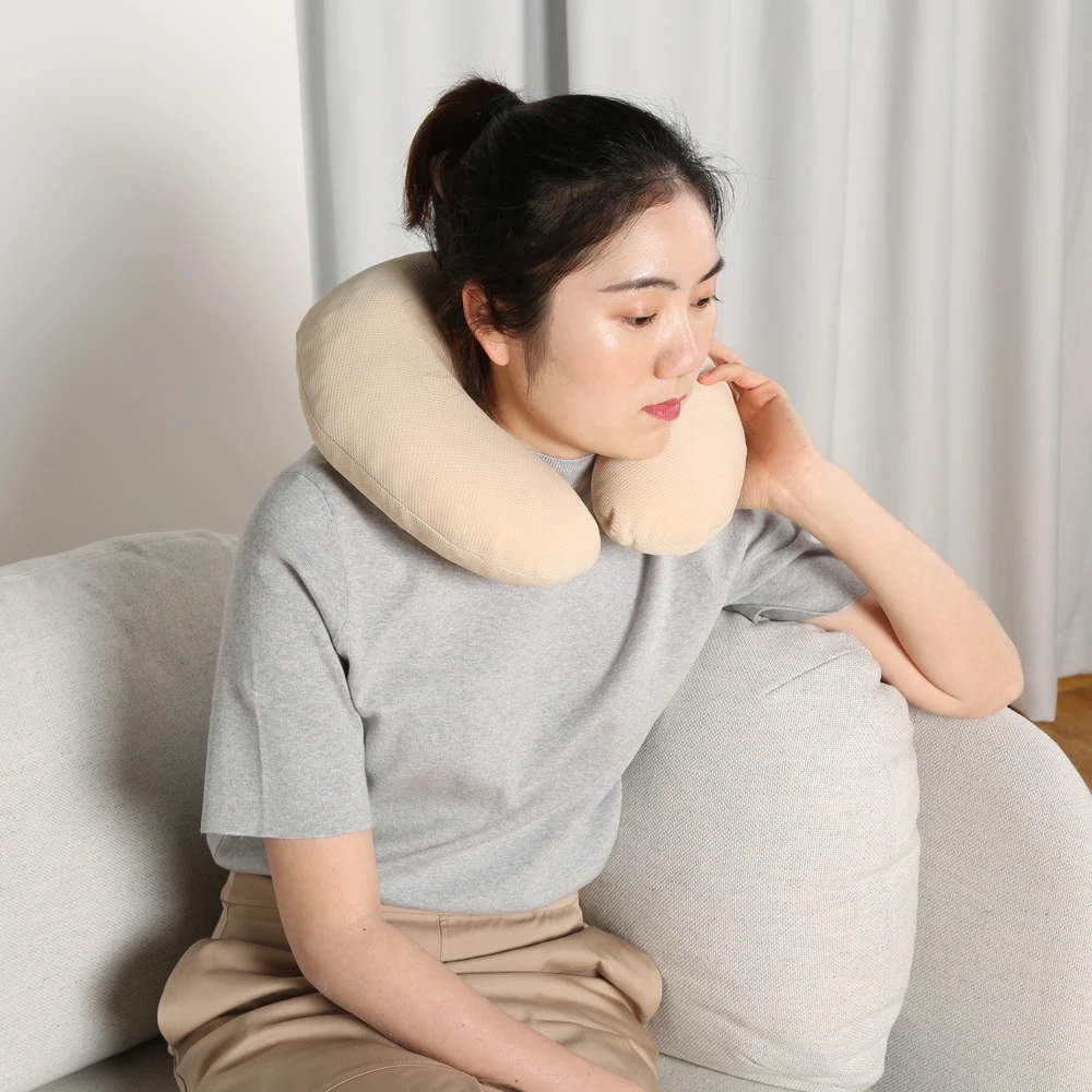 Breathable Ergonomic Orthopedic Custom U Shaped Airplane Travel Pillow Shredded Memory Foam Neck Support Pillow